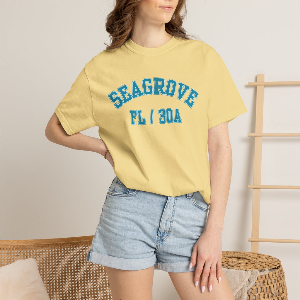 Seagrove, Florida, 30A Varsity Tee, Comfort Colors