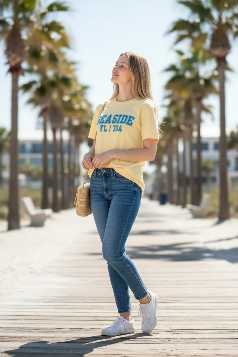 Seaside Florida 30A Varsity Tee, Comfort Colors