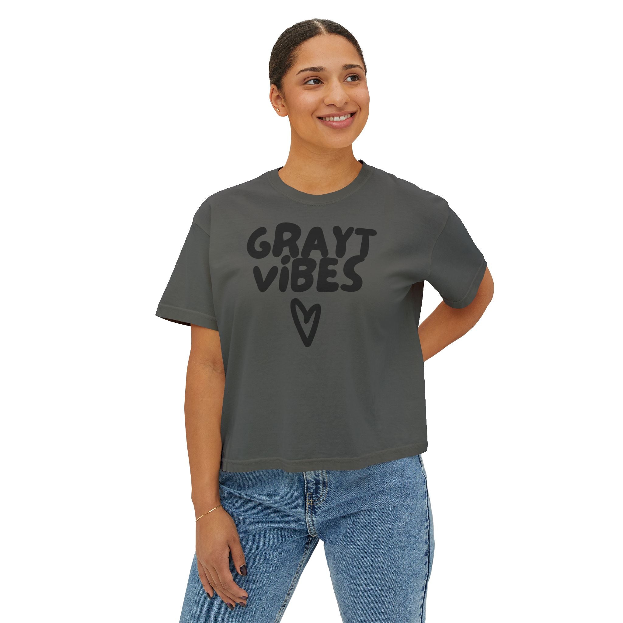 Grayt Vibes Heart Women's Boxy Crop Tee